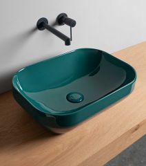 AXA Decus Square lavabo Petrolio sjaj 50x35 cm